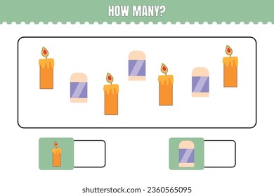 How many are there? Educational math game for kids. Printable worksheet design for preschool, kindergarten or elementary kids.