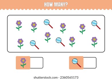 How many are there? Educational math game for kids. Printable worksheet design for preschool, kindergarten or elementary kids.