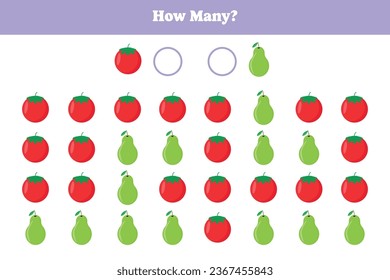 How many are there? Educational math game for kids. Printable worksheet design for preschool, kindergarten or elementary kids.