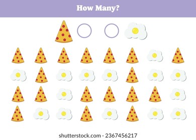 How many are there? Educational math game for kids. Printable worksheet design for preschool, kindergarten or elementary kids.
