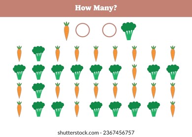 How many are there? Educational math game for kids. Printable worksheet design for preschool, kindergarten or elementary kids.