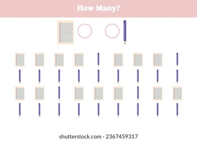 How many are there? Educational math game for kids. Printable worksheet design for preschool, kindergarten or elementary kids.