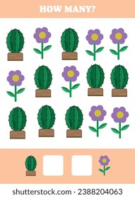 How many are there? Educational math game for kids. Printable worksheet design for preschool, kindergarten or elementary students. Learning mathematic. Counting exercise.
