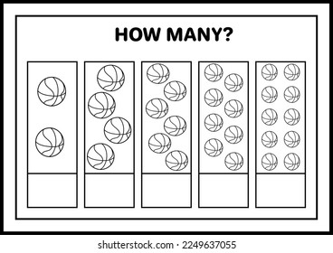 How many balls? -Even numbers is a game for kids. Vector illustration, printable worksheet 