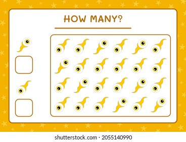 How many Eye, game for children. Vector illustration, printable worksheet