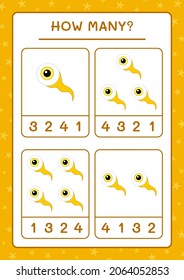 How many Eye, game for children. Vector illustration, printable worksheet