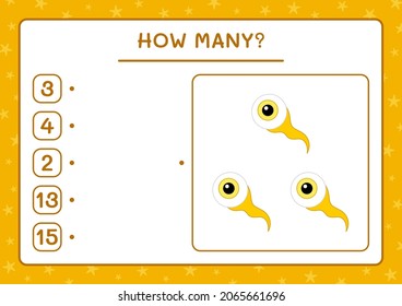 How many Eye, game for children. Vector illustration, printable worksheet