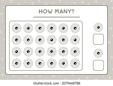 How many Eye, game for children. Vector illustration, printable worksheet