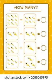 How many Eye, game for children. Vector illustration, printable worksheet