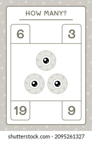 How many Eye, game for children. Vector illustration, printable worksheet