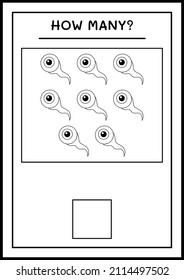 How many Eye, game for children. Vector illustration, printable worksheet