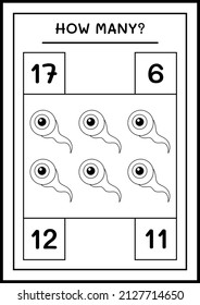 How many Eye, game for children. Vector illustration, printable worksheet