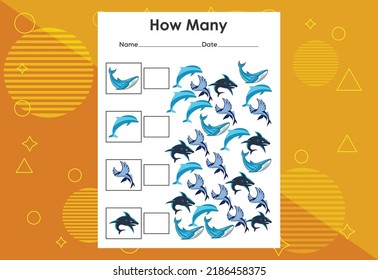 How many fish tasks? Educational children's game worksheet