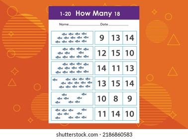 How many fishes task worksheet. Educational children's game worksheet