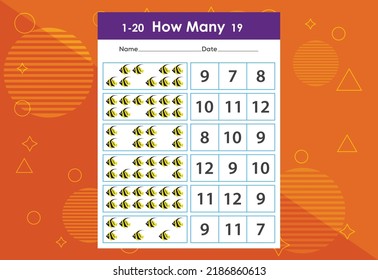 How many fishes task worksheet. Educational children's game worksheet