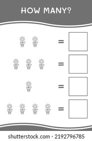 How many of Flower, game for children. Vector illustration, printable worksheet