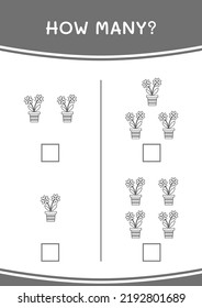 How many of Flower, game for children. Vector illustration, printable worksheet