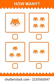How Many Fox face. Worksheet for kids