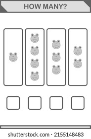 How Many Frog face. Worksheet for kids