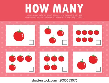 How many game for kids, Counting Game for Preschool Children, Learning mathematics, Education a mathematical game, How many objects on the picture Vector Illustration background