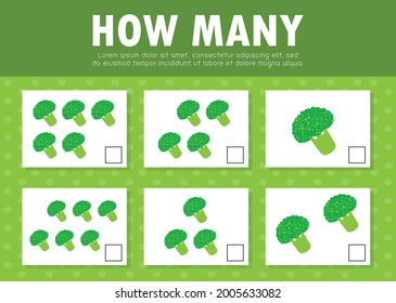 How many game for kids, Counting Game for Preschool Children, Learning mathematics, Education a mathematical game, How many objects on the picture Vector Illustration background