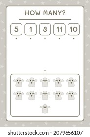How many Ghost, game for children. Vector illustration, printable worksheet