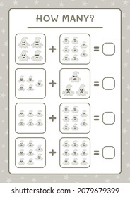 How many Ghost, game for children. Vector illustration, printable worksheet