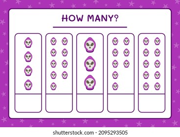 How many Ghost, game for children. Vector illustration, printable worksheet