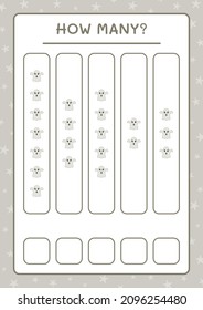 How many Ghost, game for children. Vector illustration, printable worksheet