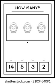How many Ghost, game for children. Vector illustration, printable worksheet