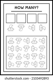 How many Ghost, game for children. Vector illustration, printable worksheet