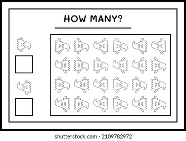 How many Ghost, game for children. Vector illustration, printable worksheet