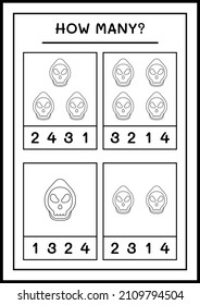 How many Ghost, game for children. Vector illustration, printable worksheet