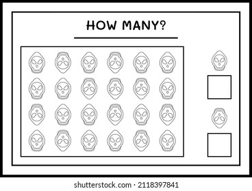 How many Ghost, game for children. Vector illustration, printable worksheet