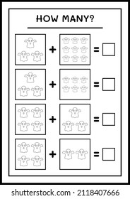 How many Ghost, game for children. Vector illustration, printable worksheet