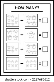 How many Ghost, game for children. Vector illustration, printable worksheet