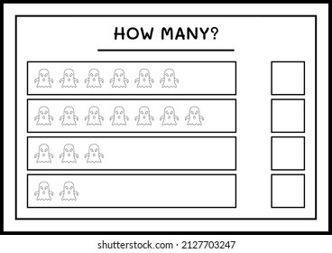 How many Ghost, game for children. Vector illustration, printable worksheet