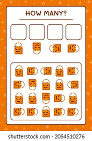 How many Gift Bag, game for children. Vector illustration, printable worksheet