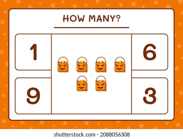 How many Gift Bag, game for children. Vector illustration, printable worksheet