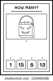 How many Gift Bag, game for children. Vector illustration, printable worksheet
