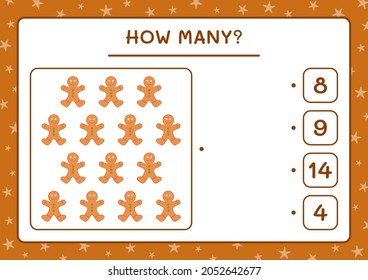 How many gingerbread cookie, game for children. Vector illustration, printable worksheet