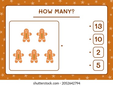 How many gingerbread cookie, game for children. Vector illustration, printable worksheet