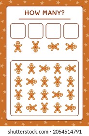 How many gingerbread cookie, game for children. Vector illustration, printable worksheet
