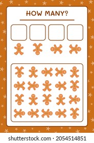 How many gingerbread cookie, game for children. Vector illustration, printable worksheet