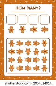 How many gingerbread cookie, game for children. Vector illustration, printable worksheet