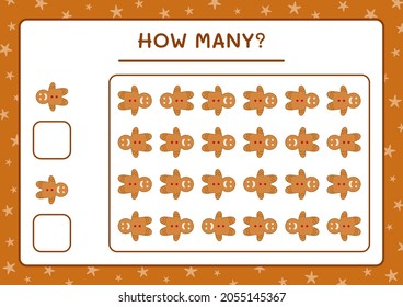 How many gingerbread cookie, game for children. Vector illustration, printable worksheet