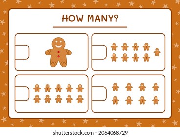 How many gingerbread cookie, game for children. Vector illustration, printable worksheet