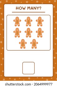 How many gingerbread cookie, game for children. Vector illustration, printable worksheet