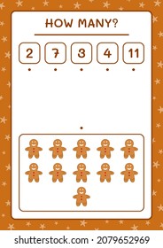 How many gingerbread cookie, game for children. Vector illustration, printable worksheet