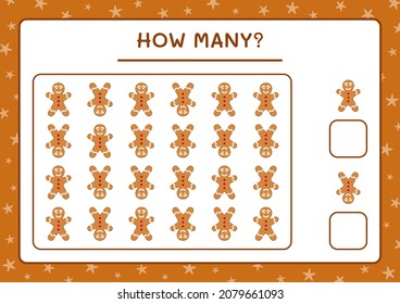 How many gingerbread cookie, game for children. Vector illustration, printable worksheet